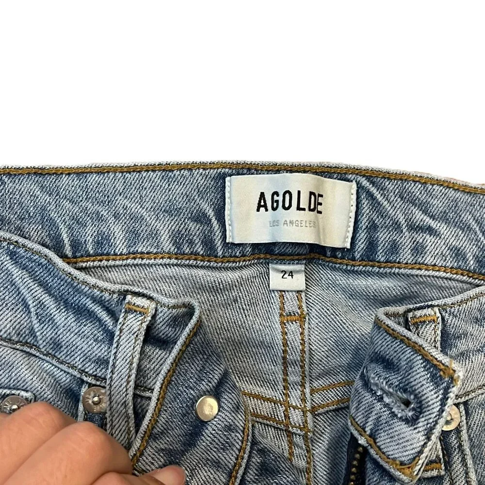 Agolde Light Blue Denim Relaxed Straight Leg Jeans Size 24 - Picture 3 of 6